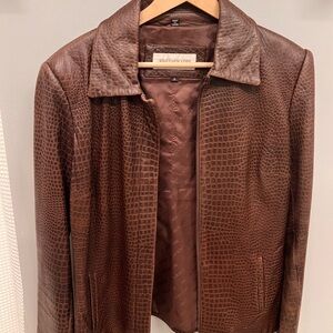 Jones New York Crocodile Pattern Brown Jacket